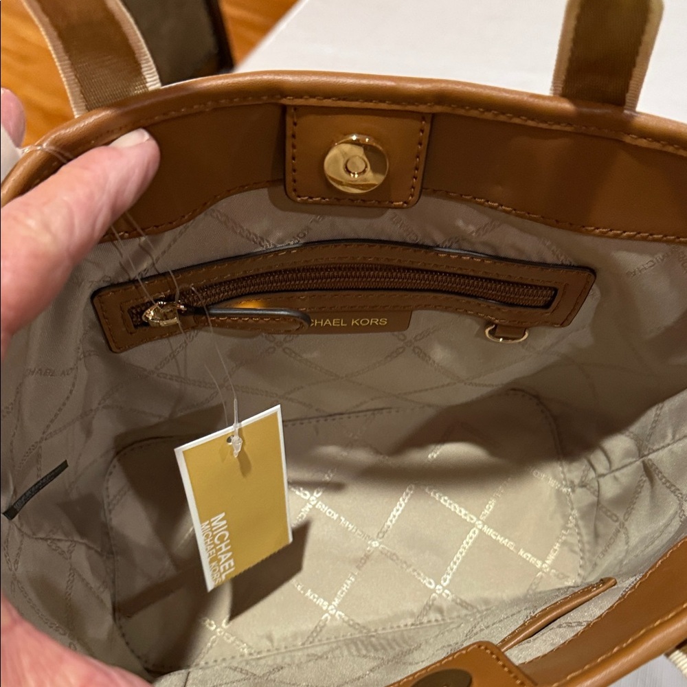 Michael Kors Brown and Tan Signature Logo Tote - Picture 7 of 10